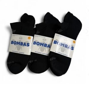 Bombas Men's Black Athletic Ankle Socks Size Large 3 Pack